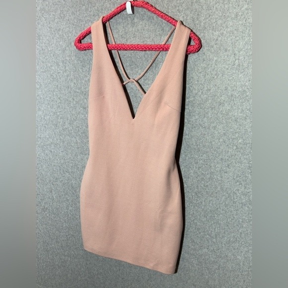 Large Light Pink Strappy fitted‎ stretchy bodycon  Mini Dress Sexy Date night - Picture 9 of 9